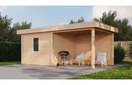 Lugarde Select Modern tuinhuis met overkapping Nunspeet 300x300cm + 300cm - Onbehandeld