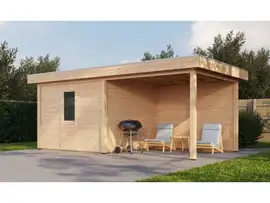 Lugarde Select Modern tuinhuis met overkapping Nunspeet 300x300cm + 300cm - Onbehandeld