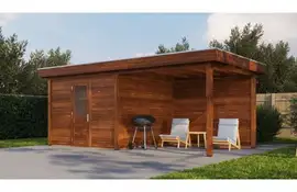 Lugarde Select Modern tuinhuis met overkapping Nunspeet 300x300cm + 300cm - Bruine olie