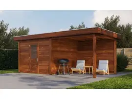 Lugarde Select Modern tuinhuis met overkapping Nunspeet 300x300cm + 300cm - Bruine olie