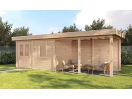 Lugarde Select Modern | Tuinhuis Dronten met Veranda Rechts 388 + 400 x 250 | Onbehandeld