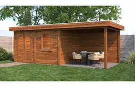 Lugarde Select Modern tuinhuis met overkapping Emmen 388x300cm + 300cm - Bruine olie