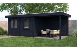 Lugarde Select Modern tuinhuis met overkapping Emmen 388x300cm + 300cm - Zwarte olie