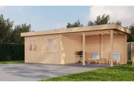 Lugarde Select Modern tuinhuis met overkapping Zutphen 388x300cm + 400cm - Onbehandeld