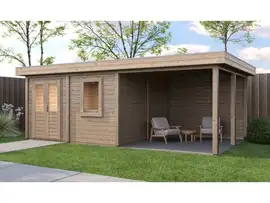 Lugarde Select Modern | Tuinhuis Almere met Veranda Rechts 388 + 300 x 388 | Onbehandeld