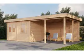 Lugarde Select Modern tuinhuis met overkapping Amstelveen 388x388cm + 400cm - Onbehandeld