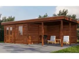 Lugarde Select Modern | Tuinhuis Amstelveen met Veranda Rechts 388 + 400 x 388 | Bruin Geolied