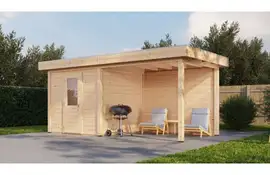 Lugarde Select Modern tuinhuis met overkapping Vught 250x250cm + 300cm - Onbehandeld