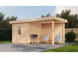 Lugarde Select Modern | Tuinhuis Vught met Veranda Rechts 250 + 300 x 250 | Onbehandeld