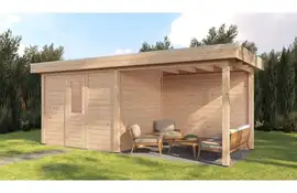 Lugarde Select Modern tuinhuis met overkapping Tilburg 300x250cm + 300cm - Onbehandeld