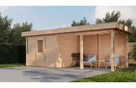 Lugarde Select Modern tuinhuis met overkapping Apeldoorn 300x250cm + 400cm - Onbehandeld