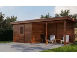 Lugarde Select Modern | Tuinhuis Apeldoorn met Veranda Rechts 300 + 400 x 250 | Bruin Geolied