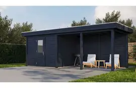 Lugarde Select Modern tuinhuis met overkapping Apeldoorn 300x250cm + 400cm - Zwarte olie