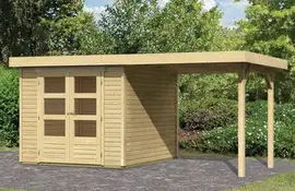 Woodfeeling | Tuinhuis Askola 3,5 met Overkapping 2,8 en Achterwand | Terragrijs
