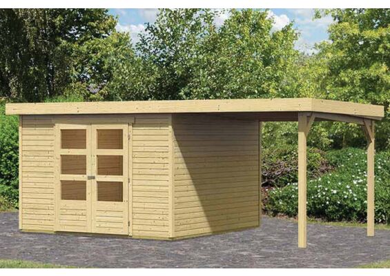 Woodfeeling | Tuinhuis Askola 5 met Overkapping 2,8 en Achterwand | Onbehandeld