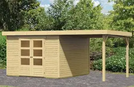 Woodfeeling | Tuinhuis Askola 5 met Overkapping 2,8 en Achterwand | Onbehandeld