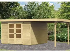 Woodfeeling | Tuinhuis Askola 5 met Overkapping 2,8 en Achterwand | Onbehandeld