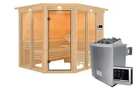 Karibu | Ainur 3 Sauna met Dakkraag | Kachel 9 kW Externe Bediening