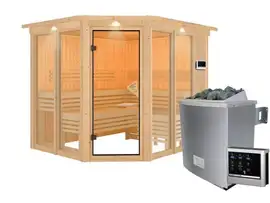 Karibu | Ainur 3 Sauna met Dakkraag | Kachel 9 kW Externe Bediening