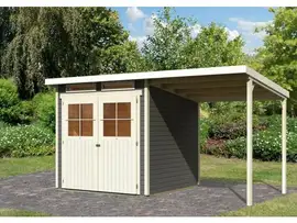 Karibu | Tuinhuis Glücksburg 3 met Overkapping | Terragrijs
