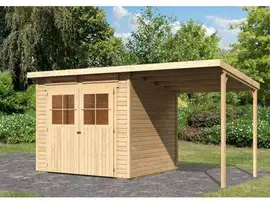 Karibu | Tuinhuis Glücksburg 4 met Overkapping | Onbehandeld