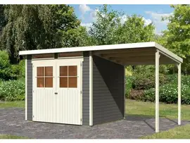 Karibu | Tuinhuis Glücksburg 4 met Overkapping | Terragrijs