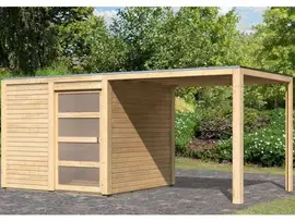 Karibu | Tuinhuis Qubic 1 met Overkapping | Onbehandeld