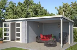 Outdoor Life Products | Tuinhuis met Overkapping Manuel 600 x 275 | Gecoat | Platinum Grey-Wit