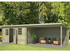Outdoor Life Products | Tuinhuis met Overkapping Aida 760 x 275 | Geïmpregneerd | Olijfgroen