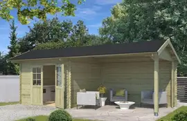 Outdoor Life Products | Tuinhuis met Overkapping Maribel 680 x 300 | Geïmpregneerd | Olijfgroen