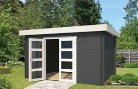 Outdoor Life Products | Tuinhuis Mikkel 380 x 275 | Gecoat | Carbon Grey-Wit