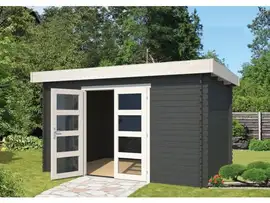 Outdoor Life Products | Tuinhuis Mikkel 380 x 275 | Gecoat | Carbon Grey-Wit