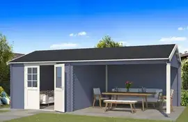 Outdoor Life Products | Tuinhuis met Overkapping Octavio 681 x 380 | Gecoat | Platinum Grey-Wit