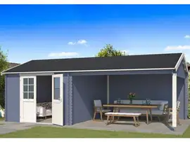 Outdoor Life Products | Tuinhuis met Overkapping Octavio 681 x 380 | Gecoat | Platinum Grey-Wit