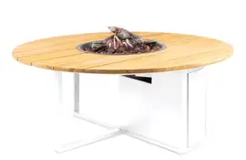 Cosi | Vuurhaard Cosiloft 120 Round | White Frame | Teak Top