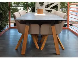 Fonteyn | Tuintafel Aluminium 240 x 100 cm met Teak Poten | Keramisch Blad