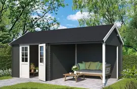 Outdoor Life Products | Tuinhuis met Overkapping Fraya 570 x 275 | Gecoat | Carbon Grey-Wit