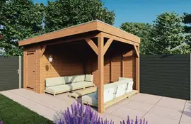 Fonteyn | Tuinhuis met Overkapping Traditioneel 5500 x 3300 | Onbehandelde Douglas Wanden