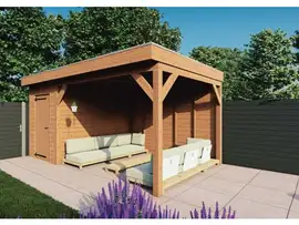 Fonteyn | Tuinhuis met Overkapping Traditioneel 5500 x 3300 | Onbehandelde Douglas Wanden