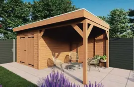 Fonteyn | Tuinhuis met Overkapping Traditioneel 5950 x 3300 | Onbehandelde Douglas Wanden