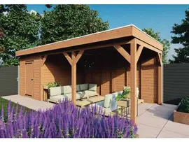 Fonteyn | Tuinhuis met Overkapping Traditioneel 7300 x 3300 | Onbehandelde Douglas Wanden
