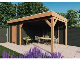 Fonteyn | Tuinhuis met Overkapping Traditioneel 6100 x 3300 | Zwart Geïmpregneerde Vuren Wanden