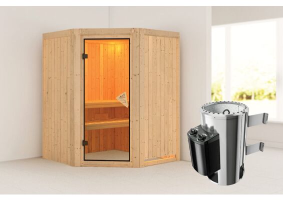 Karibu | Minja Sauna | Bronzeglas Deur | Kachel 3,6 kW Geïntegreerde Bediening