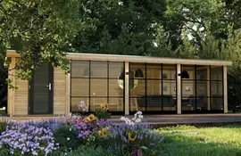 Lugarde | Lariks tuinhuis met overkapping PSL1