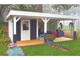 Lugarde | Tuinhuis platdak met overkapping PS8