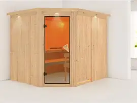 Karibu | Malin Sauna met Dakkraag | Bronzeglas Deur