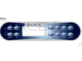 Balboa | Top Side Panel ML900 - Jets 1, Jets 2, Jets 3, Option, Invert, Fiber, Light, Blower, Time, Mode/Prog, Cool, Warm