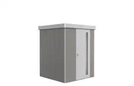 Biohort | Berging Neo 1A Variant 2.1 | Enkele Deur | Wanden Kwartgrijs-Metallic - Dak Zilver-Metallic