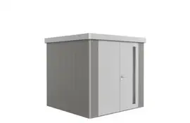 Biohort | Berging Neo 2B Variant 2.1 | Dubbele Deur | Wanden Kwartgrijs-Metallic - Dak Zilver-Metallic