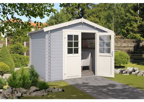 Outdoor Life Products | Tuinhuis Norah 275 x 230 | Gecoat | Platinum Grey-Wit